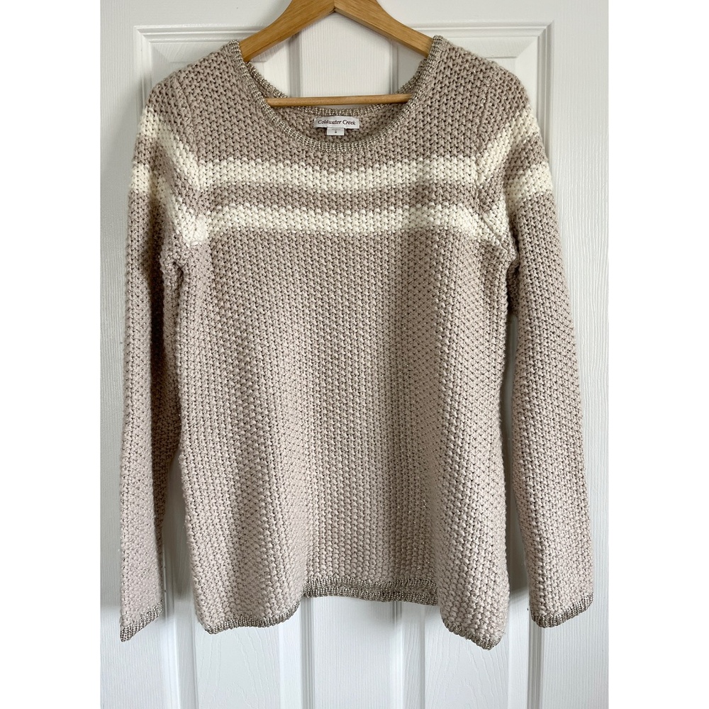Coldwater Creek holiday sweater with shiny gold thread accent, size S / 8